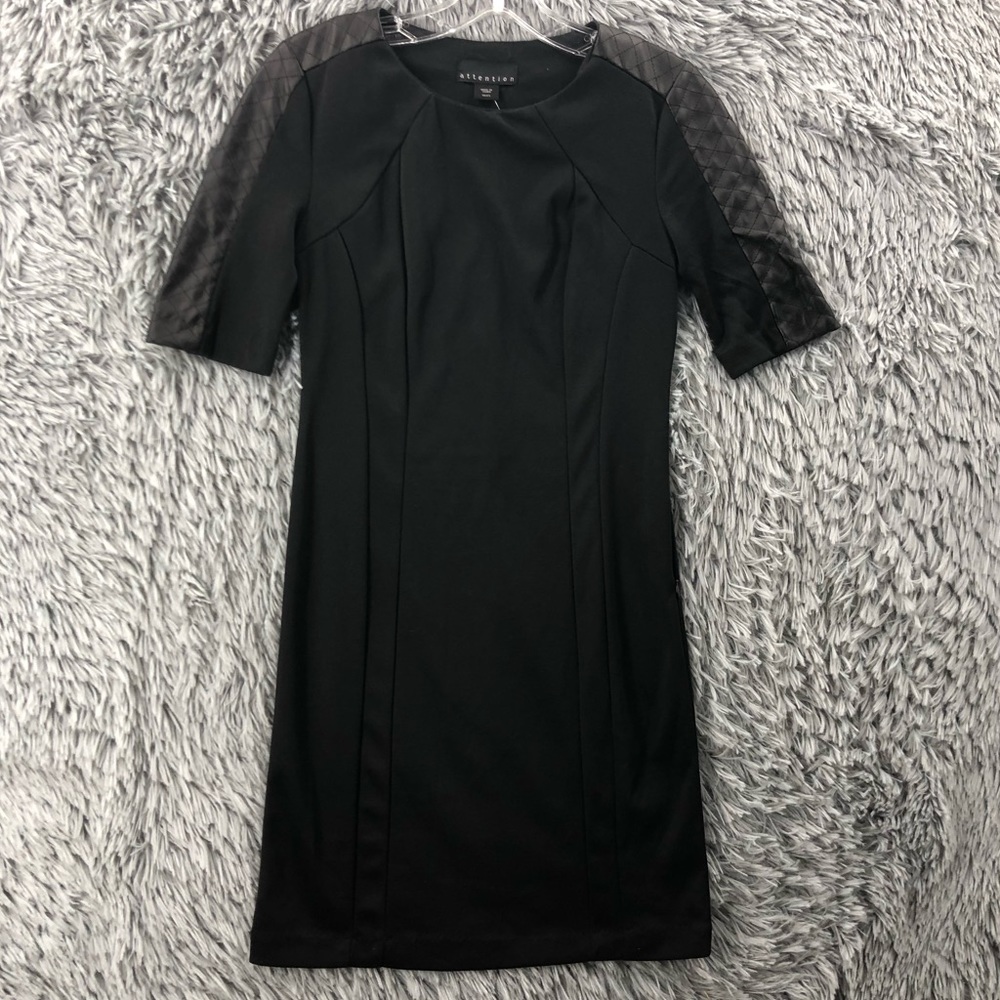 Attention Dress Womens XS NWT Black Faux Leather Accent